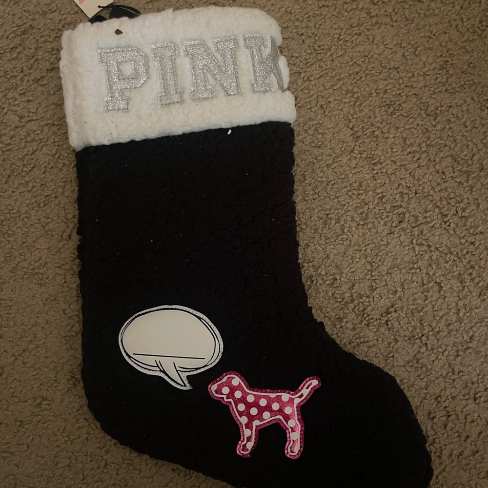 PINK Victoria's Secret Black and White Holiday Stocking